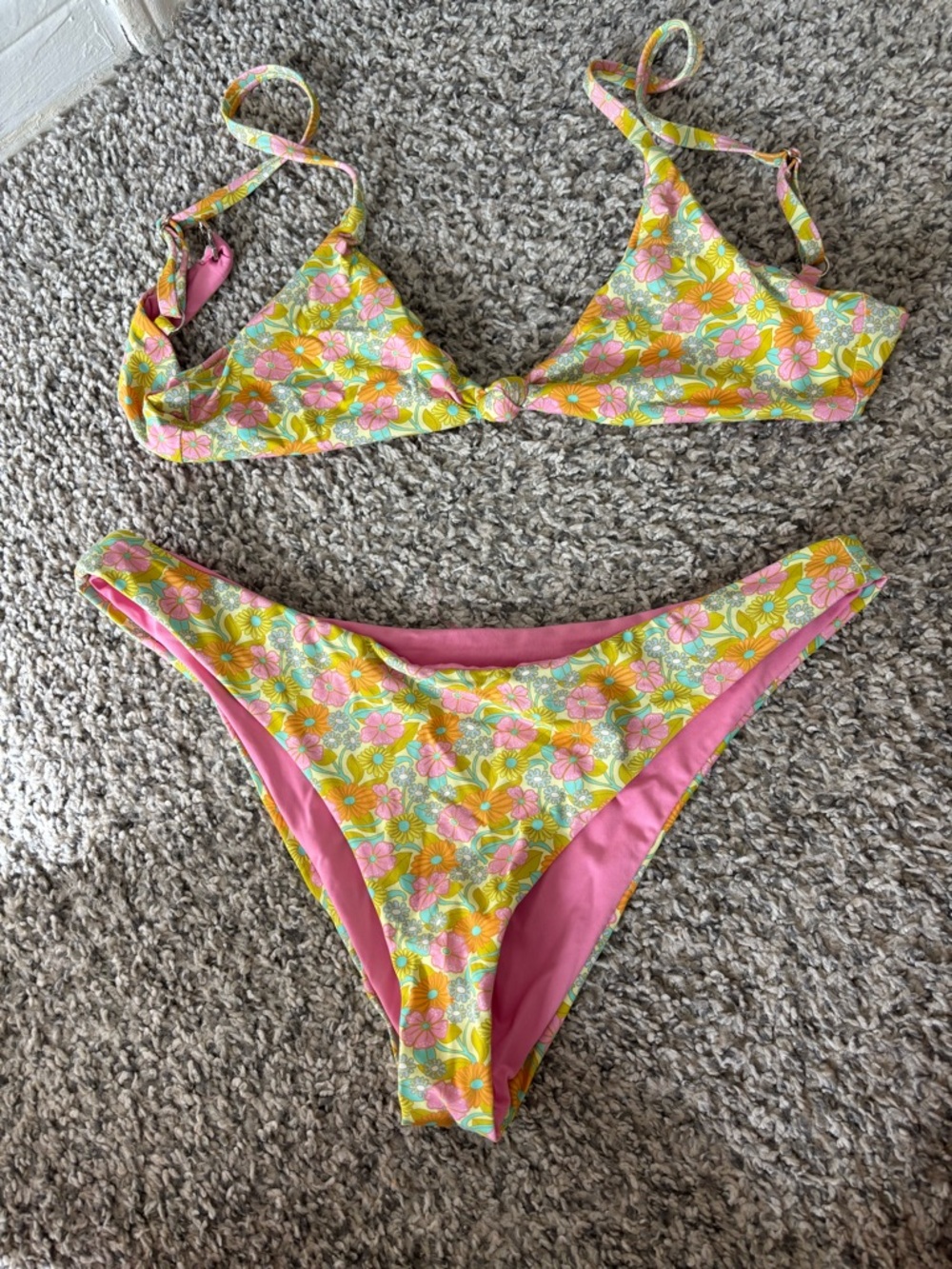 Dippin daisys Floral Pink & Yellow Bikini Set
